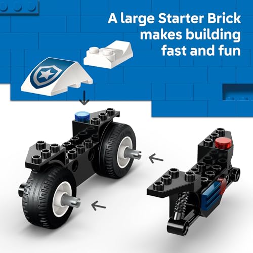 LEGO City Police Motorcycle Chase Building Toy for Kids - Pretend Play Building Blocks for Boys & Girls, Ages 4+ - Preschool Learning Toy W/Police & Crook Minifigures - Gift for Birthdays - 60455 - image 3