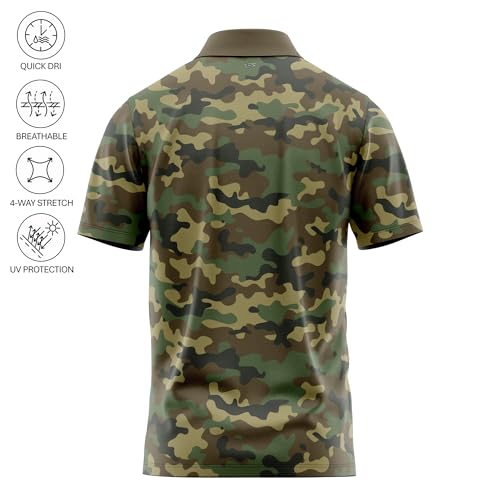 Image of Patriotic USA Golf Polo Shirt - Men's Performance Short Sleeve Moisture Quick Dry Fit Athletic Veteran UPF Stretch Casual Fun