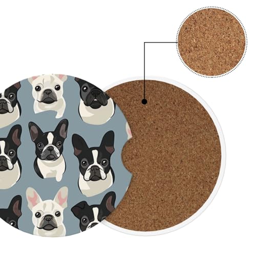 2pcs posavasos de cerámica para auto French Bulldog miniatura 6