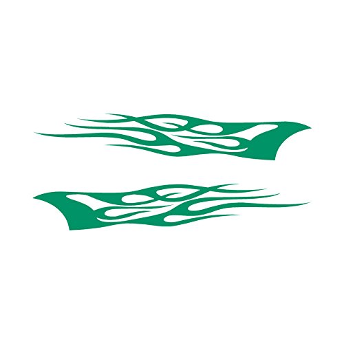 Southern Decalz Pair of Tribal Flames - Vinyl Decal Sticker - 12" x 5" - Green