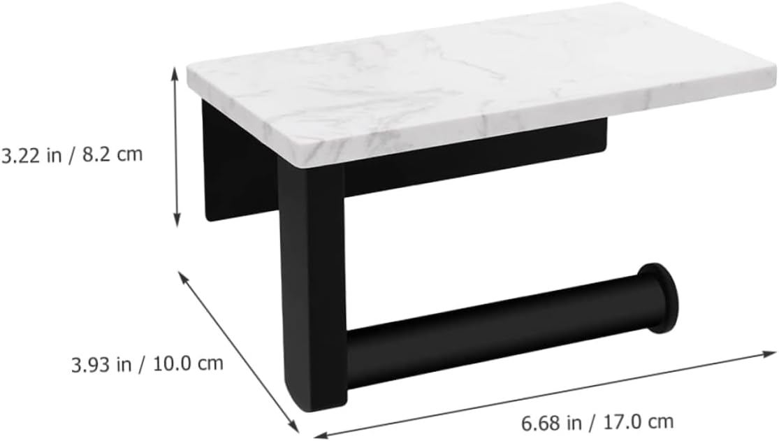 Marble - Shelf Black Toilet Paper Holder, Wall - Mounted Bathroom Tissue Holder for RV/Camper,2