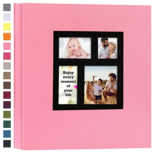 potricher Large Photo Album 4x6 1000 Photos, Linen Cover, Pink