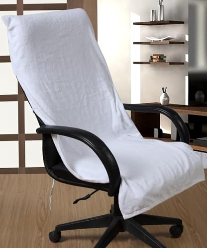 Image of AYUS Cotton Solid Luxury Premium Super Soft Office Chair Towel with Tie Knot 500 GSM - (Pack of 1, White)(30 X 60 in Inches)