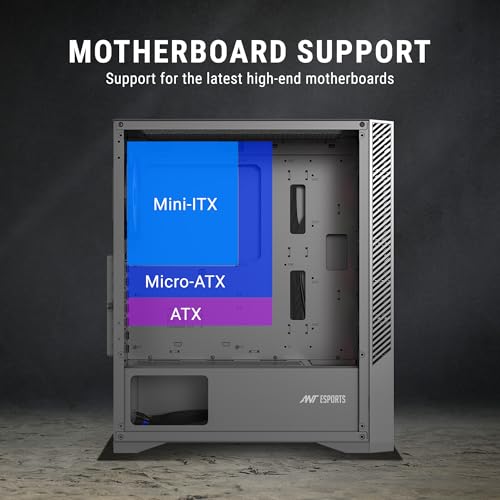 Image of Ant Esports ICE- 270G 6F Mid-Tower ATX Computer Case /Gaming Cabinet with Front Glass Panel - Black | Support ATX, Micro-ATX, Mini-ITX | Pre-Installed 6 Static RGB Fans