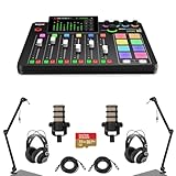 Rode RODECaster Pro II Integrated Audio Production Studio Console Bundle with 2x PodMic Microphone, 2x TAPH500 Headphones, 2x Broadcast Arm, 2x M to F XLR Cable, 32BG microSD Card
