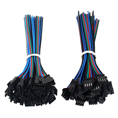 VIPMOON 20 Pairs JST SM 4 Pin Plug Male to Female EL Wire Cable Connector Adapter for SMD 3528 5050 RGB LED Strip Lights