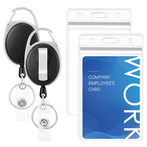 QIUTIMIY 2PCS Retractable Badge Holder,Carabiner Badge Holder