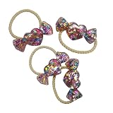 LINAYOHA 4 Pcs Candy Butterfly Ouchless Elastic Hair Ties for Toddler Girls No-metal Acrylic Glitter
