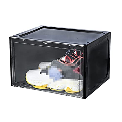 Boîte à chaussures empilable transparente noire lot de 4 grands rangements