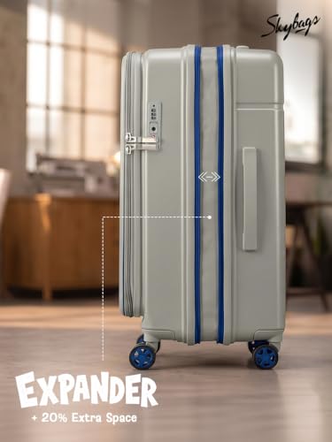 Image of Skybags Zephyre Large Hard Luggage (77 Cm) | Luggage Trolley with 8 Wheels, TSA Lock and Expander | Gray | Unisex