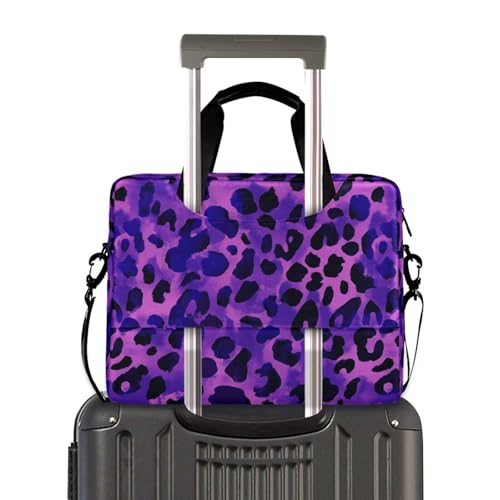 Funda para portátil con asa y correa 15.6 pulg morado leopardo miniatura 4