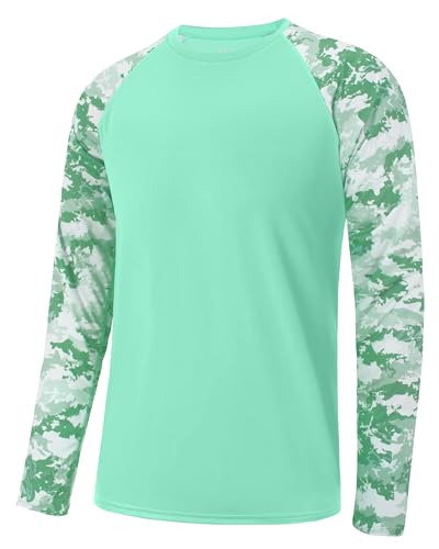 Image of FISHEAL Mens Long Sleeve Fishing Camo Shirts, UPF 50+ Sun Swim Rash Guard