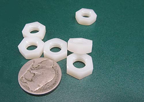 Natural Nylon 6/6 Hex Nuts RH 5/16"-18 Thread x 33/64 W x 3/16 H 50 Pcs