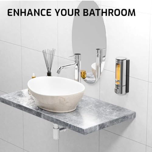 Image of Plastic Wall Mounted Soap Shampoo Conditioner Hand Wash Gel Dispenser Liquid Soap Sanitizer Dispenser for Bathroom Basin Kitchen Sink ||400 Ml Silver|| Pack of 1||
