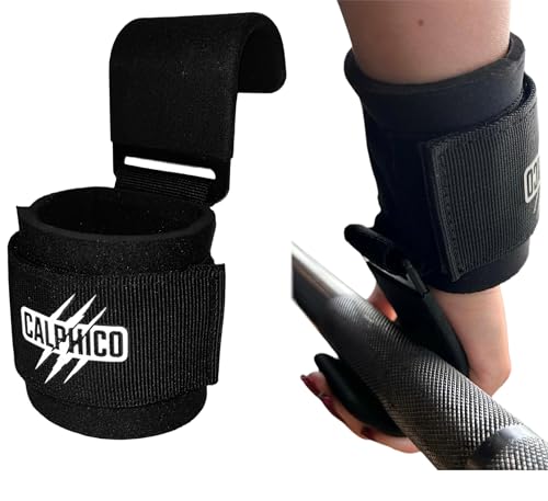 Weight Lifting Hooks – Heavy Duty Steel with Ergonomic Wrist Straps – Maximum Wrist Support,