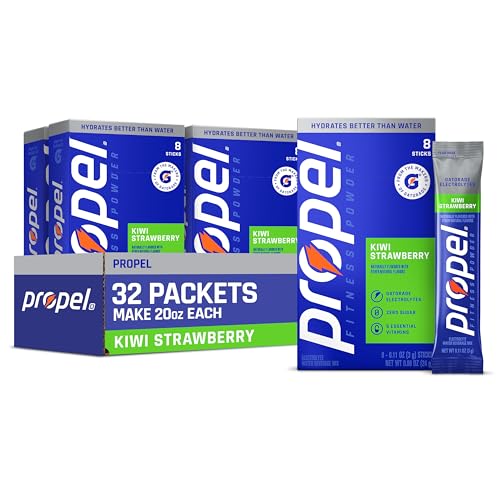 Propel Electrolyte Powder Drink Mix Kiwi Strawberry (32 Servings) Zero Sugar Enhanced Water Beverage Gatorade Electrolytes Vitamins No Added Colors No Artificial Flavors Hydration