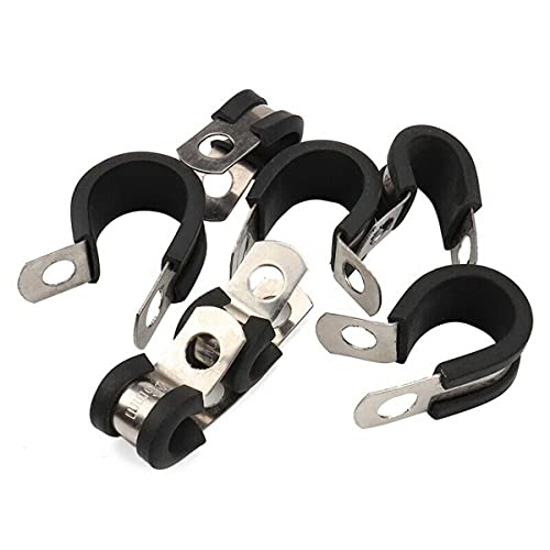 Rubber Cushioned Insulated Clamps With Bolts, 304 Stainless Steel Cable Clamps, R-Type Shockproof Metal Clamp, Tube Holder For Tube, Pipe, Wire Cord Installation (Φ28) #TOP3
