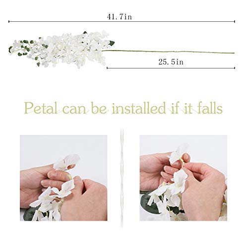 Jareling 6Pcs Artificial Silk Hydrangea Flowers Long Stems Fake Flowers For Tall Vase Wedding Vine Hanging Garlands Flower For Home Office Arch Party Decoration(White) #TOP2
