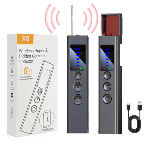 Upgraded Hidden Camera Detector, Anti-Spy Camera Finder, Hidden Device GPS Detector, Bug Detector, Wireless Signal Scanner for Office, Car, Bathroom, Hotel, Travel, 6 Levels Sensitivity