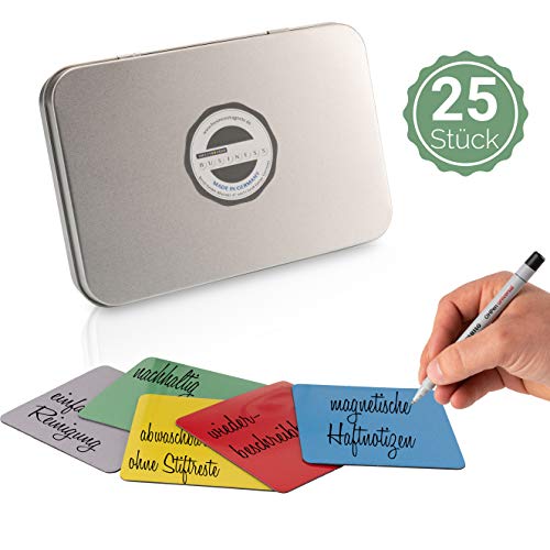 SMILEYBOARD 25 magnetische wiederverwendbare Haftnotizen für Scrum, Kanban, Kühlschrank, Schule - 7,5 x 7,5cm - 5 Farben