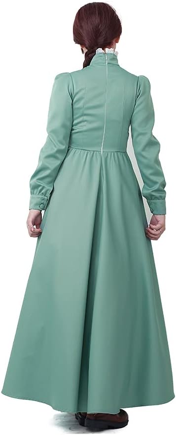 miccostumes Womens Costume A Line Long Sleeves Pastel Green Dress with White Collar (Women s)
