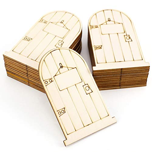 Artibetter Puerta de Hadas de 25 Piezas Puerta de Duende de Madera sin terminar con decoración...