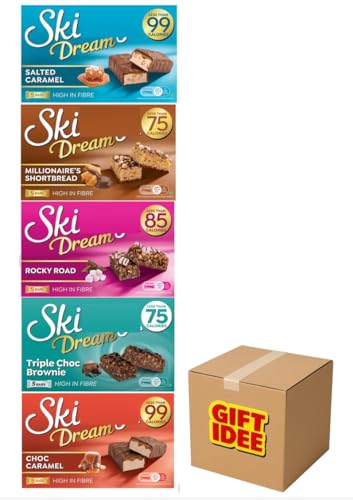 Skinny Dream Bars Mix Bundle 25 High Fibre Chocolate Snack Bars 530g Assorted Skinny Treats Hamper Low Calorie Sweet Variety Pack Gift for Chocolate Lovers