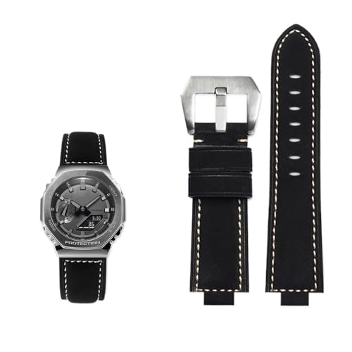 Bracelet montre GA-2100 cuir givré pour remplacer la résine GM2100 DW5600