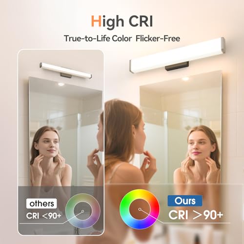 Image of Amico Bathroom Vanity Light Over Mirror 32 inch, Dimmable 5CCT Led Vanity Lights for Bathroom, Modern Black Wall Lights-ETL Certificated