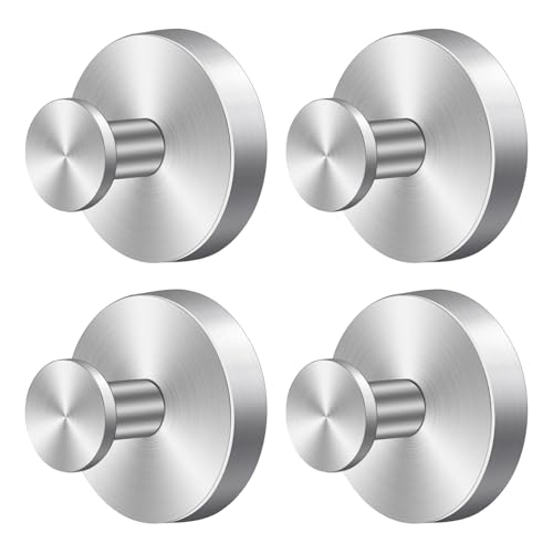 Herda Suction Cup Hooks for Shower Stainless Steel Suction Wreath Hanger for Glass Door No-Drill Removable and Reusable Suction Cup Hook for Loofah, Towel, Bathrobe, Holds Up to 15 Lbs - 4Pack, Silver