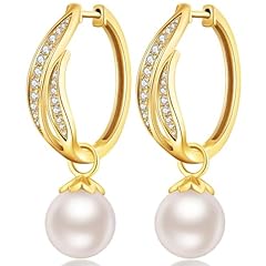 E2-hoop earrings with pearl 24mm yellow