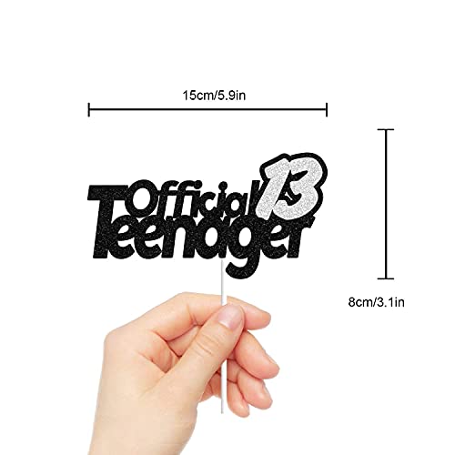 Image of Festiko13 Official Teenager Black Silver Glitter Birthday Cake Topper 13th Birthday Party Decorations Supplies for Teens