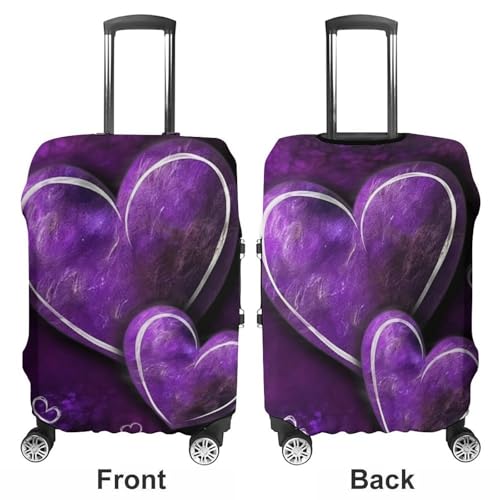 Carry on Luggage Cover Purple Hearts Suitcase Covers for Luggages Tsa Approved Travel Luggage Sleeve Protector Elastic Suitcase Protector Anti-Scratch Washable Fits 19-30 Inch Case -S3