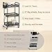 YASONIC 3 Tier Rolling Cart – Metal Utility Storage Carts with Wheels, Craft Cart Organizer with Hanging Cups, Hooks, Mesh Basket for Bedside Kitchen Office Art, Black