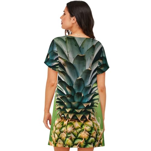Chemise de nuit légère ananas imprimé fruité coupe fluide été - 4