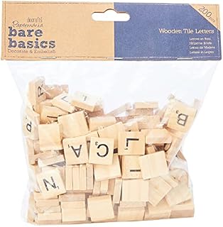 Papermania Wooden Tile Letters, Light Wood, 200 Pieces