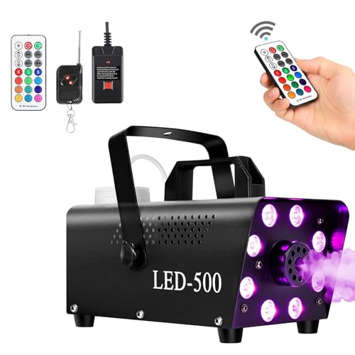 SPNOR Fog Machine Smoke Machine with 8 Colorful LED Lights Effect Fog with Wireless Remote Control Indoor Outdoor Fog Machine for Halloween Party Wedding DJ Stage