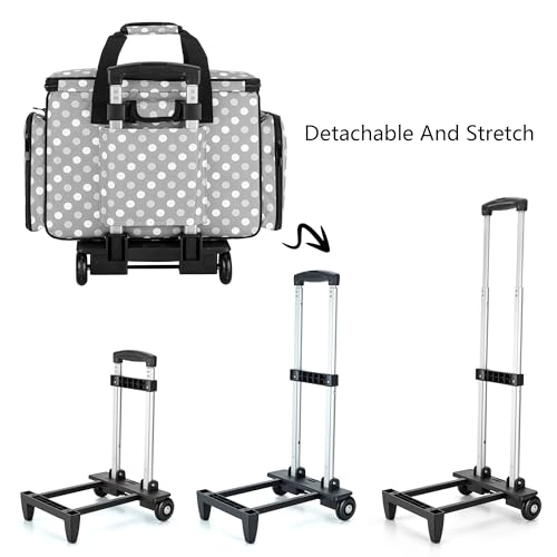 image for LUXJA Sewing Machine Case with Detachable Dolly, Rolling Sewing Machin