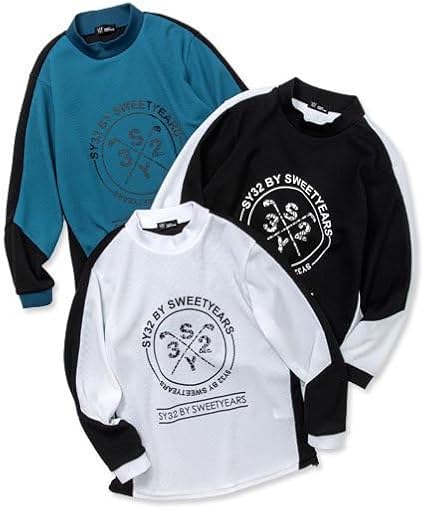 SY32 黒のラウンドネックシャツ SY32 by SWEET YEARS tシャツ 「SY32 YEARS」AROUND LOGO TEE