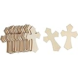 Unfinished Wood Cutout - 50-Pack Antique Cross Shaped Wood Pieces for Wooden Craft DIY Projects,...