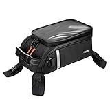 MOSISO Motorcycle Tank Bag, Motorcycle Gas Tank Bags with Rain Cover&Top Clear Pocket&Shoulder Strap, Motorbike Storage Bag for Honda/Yamaha/Suzuki/Kawasaki/Harley, Black
