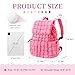 Iqimott Quilted Puffer Backpack for Women, Fashion Nylon Puffy Casual Backpack, Lightweight Hiking Gym Daypack Puffy Padding Preppy Travel Bag with Adjustable Top Flap Drawstring (Pink)