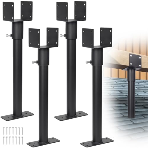 BTRAM 4 Pack 304 Stainless Steel 3.6 Heavy Duty Saddle Roof Riser for Patio Pergolas 18-1/4 High (Black)