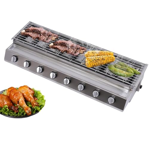 Parrilla de gas de mesa de 40 pulgadas, parrilla de gas GLP comercial, plancha profesional para barbacoas, parrilla de gas con 8 interruptores independientes, ideal para acampar al aire libre.