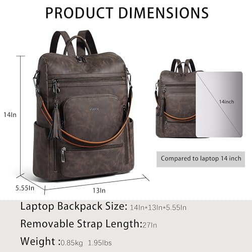 Image of Shrrie Vegan Leather Laptop Backpack for Women 15.6 inch Work Backpack Fashion Travel Backpack Purse for Business College