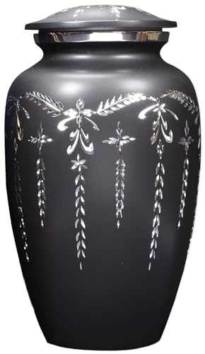 Image of Urns Human Ashes Adult Male /Female,Creamation Urn for Human Ashes Adult Man /Women,200+ Cubic inch Capacity,Decorative Burial Urn, Funeral Cremation Urns 11x6.5 - Black