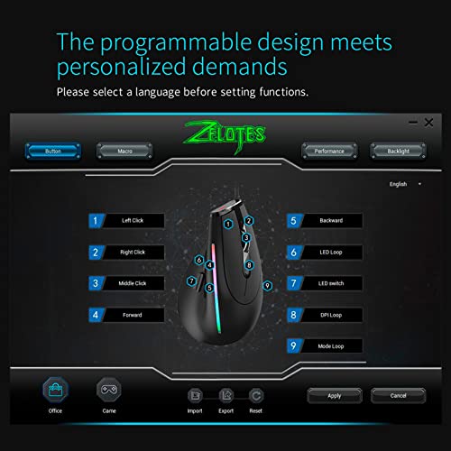Souris gamer T-50 burko avec 9 boutons programmables et 6 vitesses DPI
