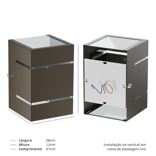 Arandela de Parede Externa 2 Frisos 2 Focos em Alumínio G9 MF161 (Marrom)