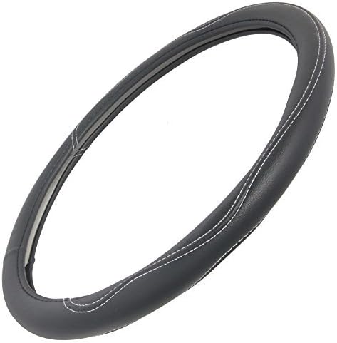 Motor Trend Ergonomic Leather Grip Truck Steering Wheel Cover for Big Rigs Semi Trailers - Large Size 18 Inch for Long Hauls / Long Drives Black