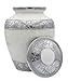 BIERKEN - FUNERAL SUPPLIES - Adult Memorial Urn - Large Size - Silver Aluminum - Modern Style - 9.5 x 7 inches - Holds Remains Up to 200 lbs